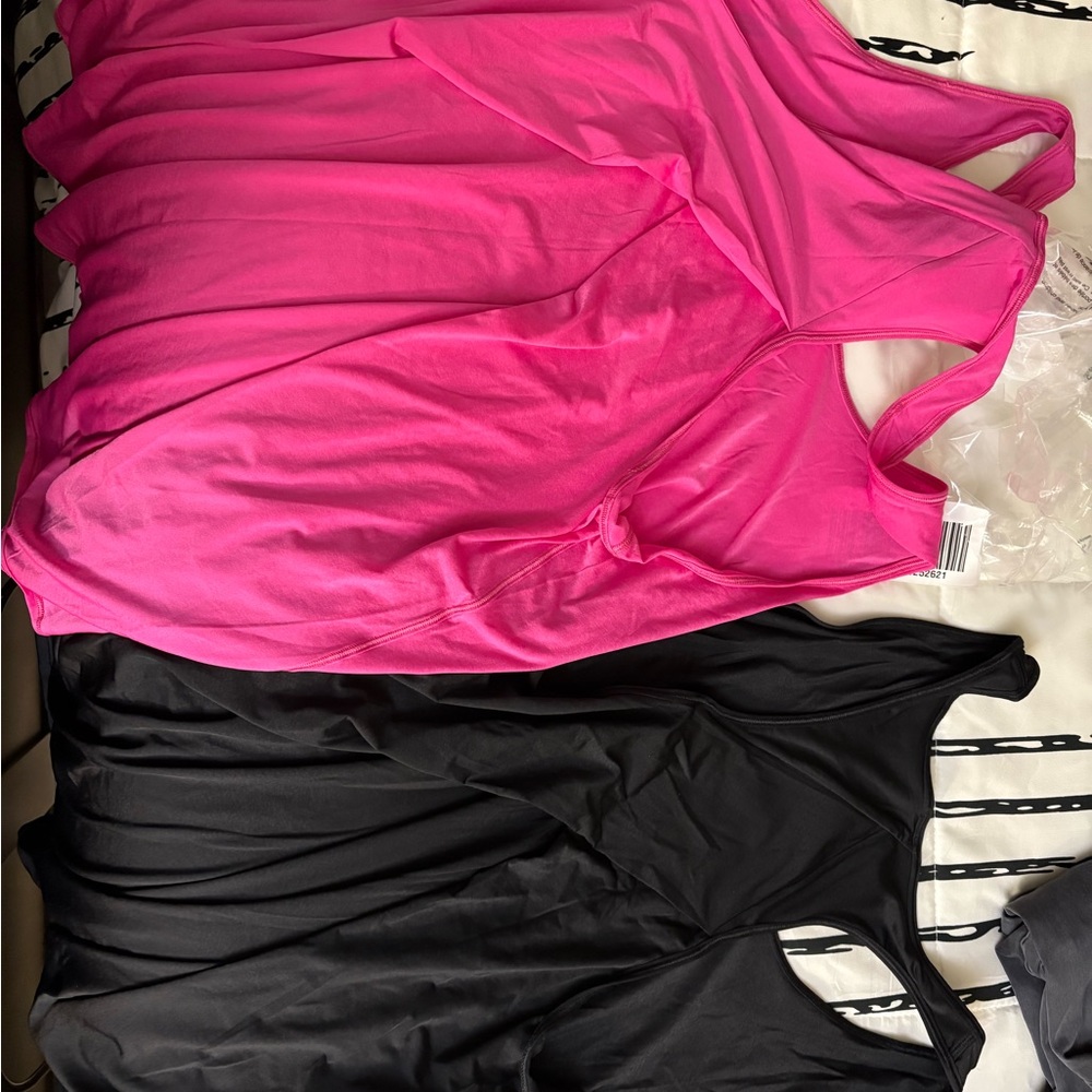 Lululemon Athletica Pink and Black Tank Tops